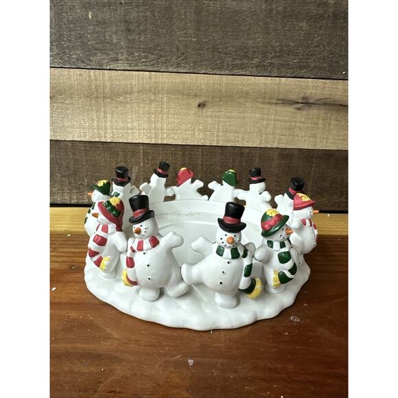 Partylite Snowman Frolicking Frostys 3-Wick Candle Holder Base with BOX